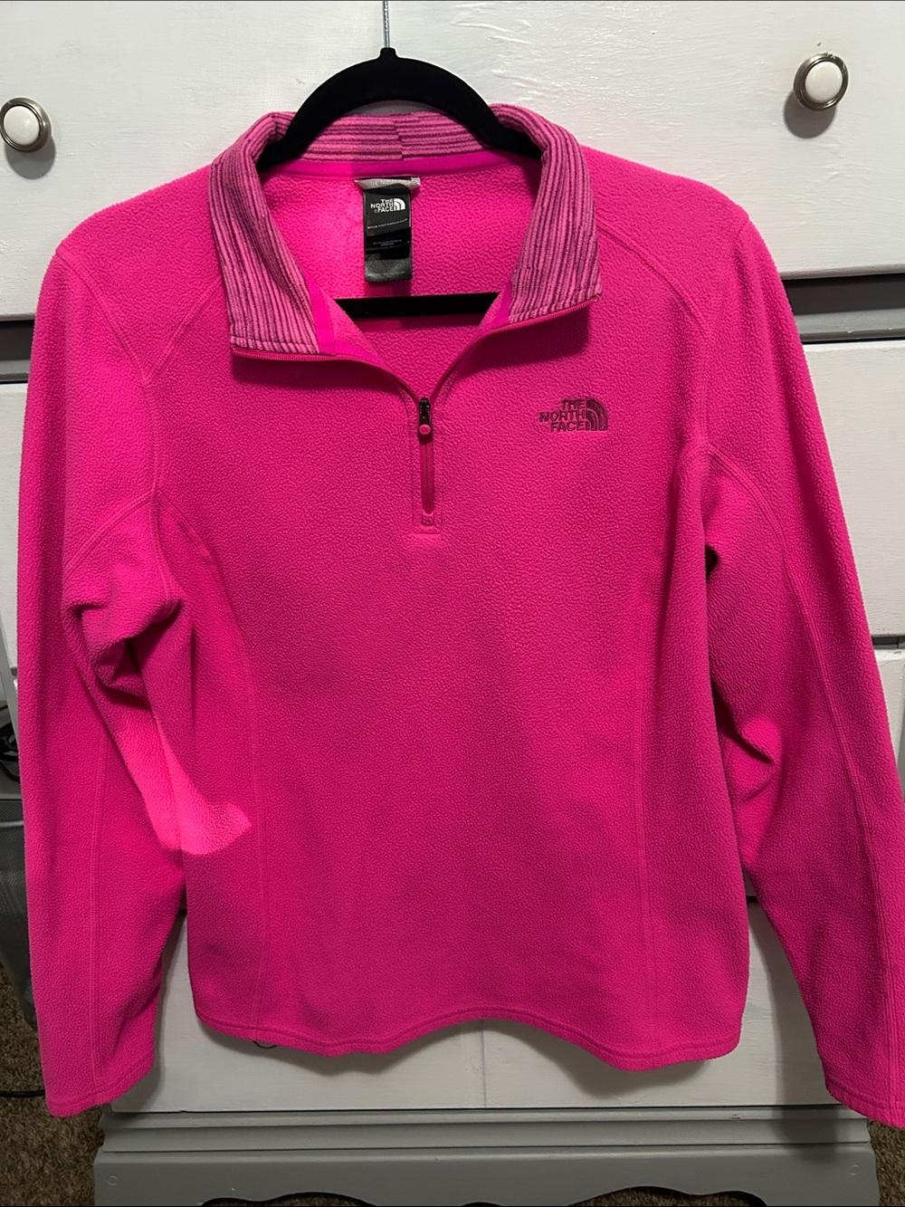 The North Face Bright Pink Quarter-Zip Fleece Pullover Outdoors Size XL